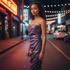 SALE | MARIA BIANCA NERO Semi-Formal Metallic Ruched Strapless Prom Dress